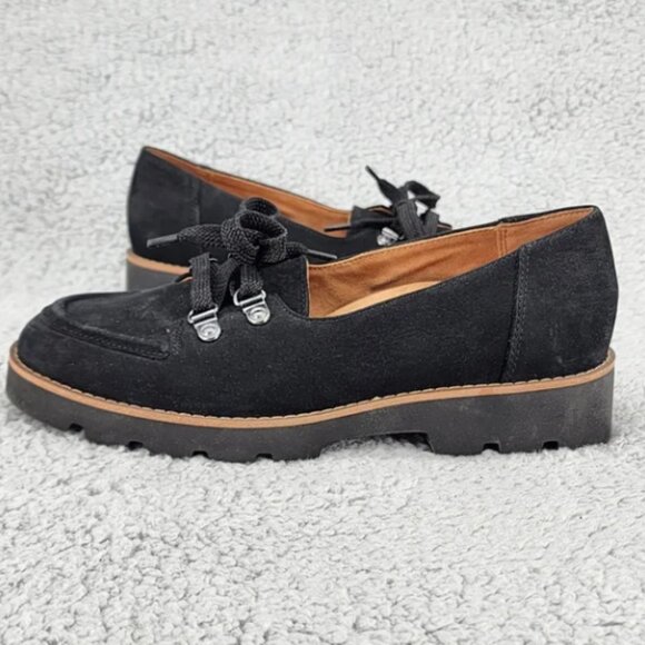 Vionic Teagan Black Suede Chunky Oxfords Sz 6 Lace Up Arch Support Career - Picture 2 of 9